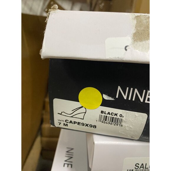 Nine West Womens Cape 9X9 Leather Peep Toe Dress Wedges Black Patent Size 7M NIB - Picture 5 of 5